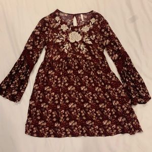 Xhilaration Maroon Floral Dress. Size M
